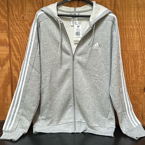 Men’s Adidas Grey Full Zip Hoodie. Size M. Nwt Cute Korean Street Fashion, Zip Ups Hoodie, Grey Zip Up, Hoodies Zip Up, Addidas Clothing, Adidas Coat, Gray Clothes, Jackets Cute, Adidas Clothes