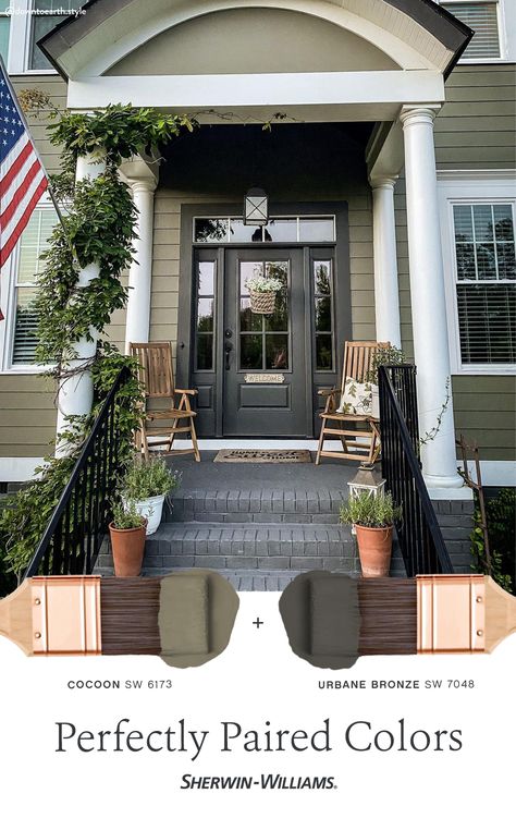 Paint Combos, Urbane Bronze, Exterior Paint Schemes, Outside Paint, Lake Houses Exterior, Exterior House Paint Color Combinations, Exterior House Color, Cabin Exterior, Home Exterior Makeover