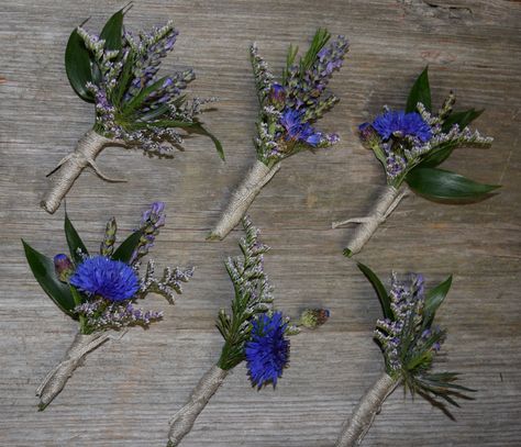 Cornflowers and lavender boutonnieres Cornflower Boutonniere, Boutineer Ideas, Lilac Wedding Flowers, Lavender Boutonniere, Jasmine Wedding, Sisters Wedding, Lilac Wedding, Sister Wedding, June 17