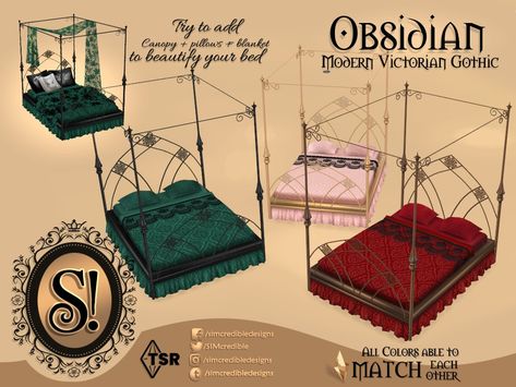 Sims 4 Modern Victorian Cc, Sims 4 Metal Bed Frame, Sims 4 Witchy Bedroom, Sims 4 Gothic Furniture, Sims4 Cc Gothic Furniture, Goth Sims House, Sims 4 Cc Gothic Decor, Sims 4 Gothic Furniture Cc, Sims 4 Cc Slytherin