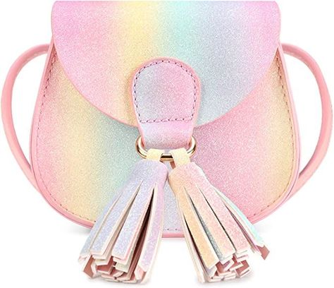 mibasies Kids Purse for Little Girls Toddler Crossbody Bag with Tassel Christmas Purse, Sparkly Purse, Bag With Tassel, Kids Purse, Toddler Girl Gifts, Cat Purse, Cute Rainbow, Girls Purse, Rainbow Glitter