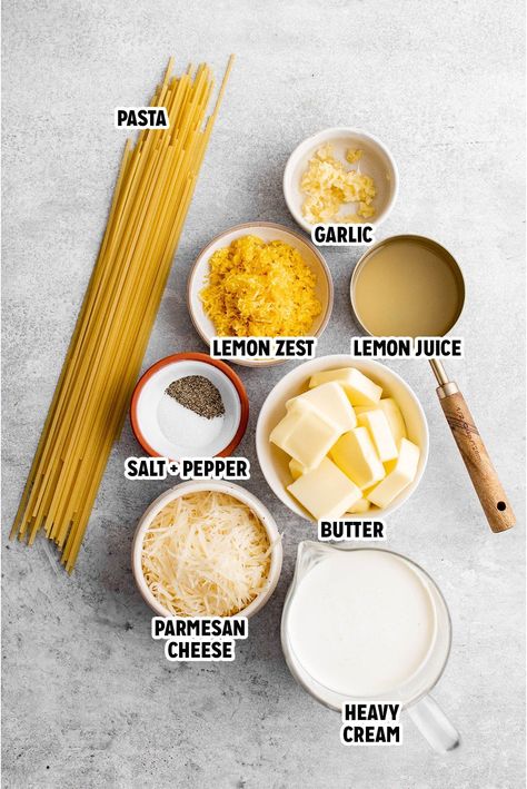 Lemon Butter Pasta, Parmesan Pasta Sauce, Pasta With Lemon Sauce, Lemon Parmesan Pasta, Heavy Cream Recipes, Butter Sauce For Pasta, Resep Oatmeal, Garlic Butter Pasta, Lemon Pasta Recipes