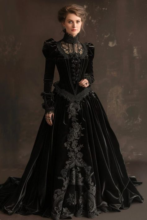 Penny Dreadful Costumes, Halloween Performance, Victorian Gothic Dress, Black Victorian Dress, Summer Goth Outfits, Victorian Outfit, Victorian Outfits, Era Dresses, Gothic Victorian Dresses