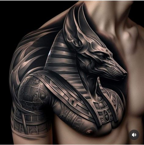 Anubis Chest Tattoo, Anubis Tattoo Design Ideas, Egypt Tattoo Design, Body Armor Tattoo, Japanese Tattoos For Men, Dragon Tattoo Sketch, Colour Tattoo For Women, Dove Tattoo Design, Egyptian Tattoo Sleeve