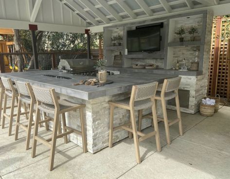 Covered Outdoor Kitchens, Outdoor Island, Outdoor Kitchen Bars, Outdoor Kitchen Plans, Outdoor Bbq Kitchen, Grill Area, Outdoor Patio Designs, Bbq Island, Backyard Pavilion