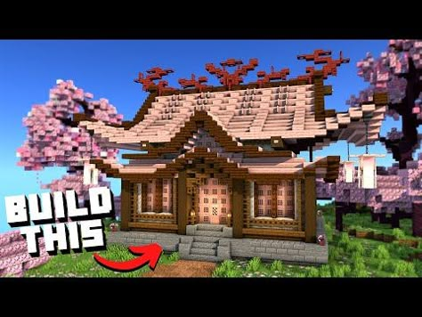 Japanese House Aesthetic, Japanese Minecraft Builds, Diy Minecraft Decorations, Minecraft Japanese House, Cherry House, Minecraft Japanese, Blossom House, Line Art Tattoos Men, Tattoos Men Leg