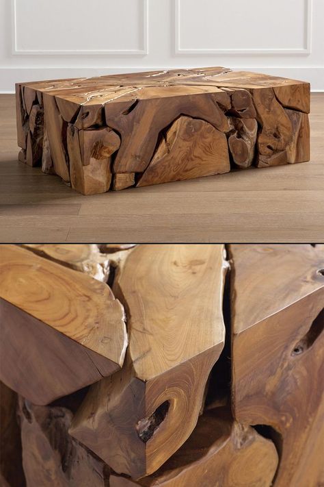 A stunning rectangular coffee table made from solid 100% natural teak wood that's carefully assembled to imitate tree roots with a flat tabletop surface. Teak Root Coffee Table, Root Coffee Table, Root Table, Cedar Garden, Tree Furniture, Natural Teak Wood, Teak Coffee Table, Tree Roots, Side Table Wood