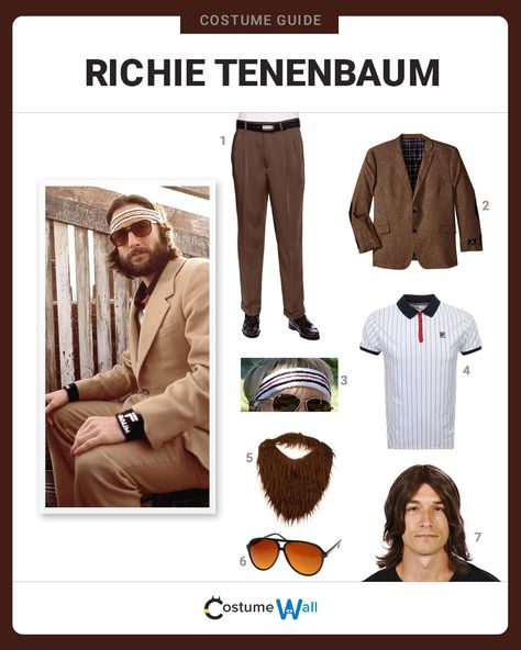 Pour yourself a Bloody Mary with pepper and cosplay as Richie Tenenbaum, played by Luke Wilson in The Royal Tenenbaums. Richie Tenenbaum Costume, Royal Tenenbaums Costume, Richie Tenenbaum, Got Costumes, The Royal Tenenbaums, Office Holiday Party, Cosplay Tips, Pop Culture References, Comedy Films