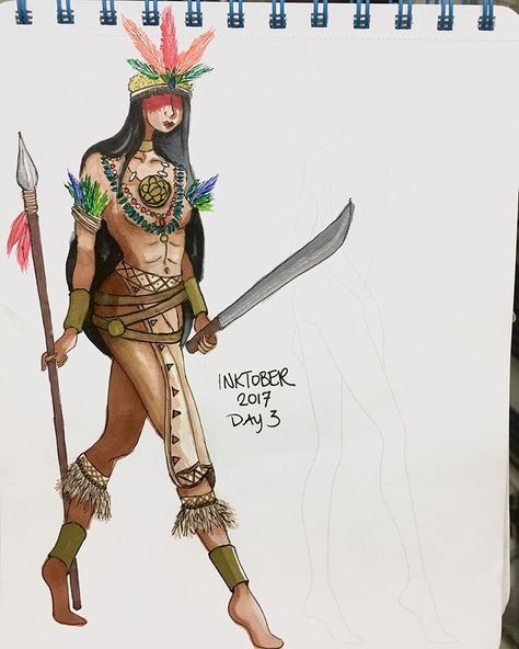 Inktober Costume Design Edition Day 3- a Taino warrior princess Taino Warrior, Digital Art Beginner, Custom Ideas, Warrior Princess, Costume Design, Costume Ideas, Samurai Gear, Cuba, Native American