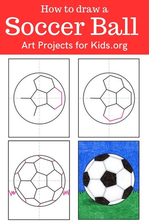 Learn how to draw a Soccer Ball with an easy step-by-step PDF tutorial. #howtodraw #tutorial #drawing #drawingtutorial #arttutorial #artprojectsforkids #howtodrawforkids #soccerball #soccerballdrawing How To Draw A Soccer Ball Step By Step, Draw A Soccer Ball, Crayon Drawing, Black Crayon, Sports Drawings, Drawing Arts, Darkest Black Color, Tutorial Drawing, Soccer Art