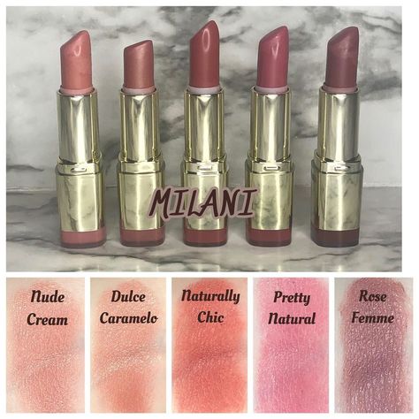 Denisse 🌸 on Instagram: “Here is my @milanicosmetics lipstick collection. The formula of these is amazing and they smell so good!! Dulce Caramelo and Rose Femme…” Rose Lipstick, Lipstick Collection, Pretty Roses, Beauty Makeup, Fashion Inspo, Paint, Cream, Wardrobe, Makeup