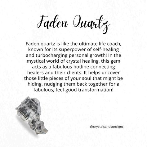 Hey there, did you know that faden quartz is a unique crystal with a fascinating geological history? This type of quartz forms when a fracture in the crystal heals itself by the growth of new quartz material, creating a "string" or "thread" within the crystal. 🧵🔮 It's a rare and beautiful phenomenon that rock enthusiasts love to study and admire! #FadenQuartz #GeologyRocks #CrystalHealing Faden Quartz, Geology Rocks, Mystical World, Self Healing, To Study, Hey There, Super Powers, Crystal Healing, Did You Know