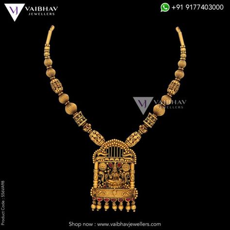 Temple antique necklace collection by Vaibhav Temple Necklace, Temple Jewellery Earrings, Temple Jewelry Necklace, Antique Necklaces Design, Gold Jewelry Outfits, Fancy Jewelry Necklace, Gold Earrings Wedding, Online Gold Jewellery, Beautiful Gold Necklaces