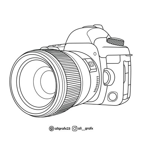 Camera vector line art - Line Art - Canon - DSLR Canon Camera Drawing, Camera Line Drawing, Camera Vector, Camera Illustration, Vector Line Art, Camera Drawing, Line Art Illustration, Raster To Vector, Line Art Vector