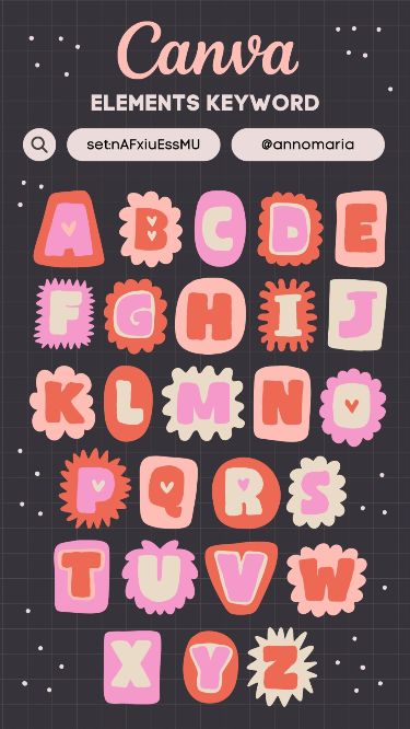 Canva Elements Keyword - Cute Valentines Alph Canva Letter Codes, Canva Decoration Element, Canva Letter Element, Valentines Alphabet, Canva Letters, Canva Alphabet, Canva Keywords Elements, Font Canva Lettering, Cute Lettering