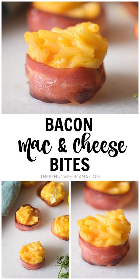 Bacon Wrapped Mac And Cheese, Mac Cheese Bites, Best Appetizers Ever, Best Appetizer, Baby Hunter, Mac And Cheese Bites, Bacon Mac And Cheese, Wrapped In Bacon, Football Snacks