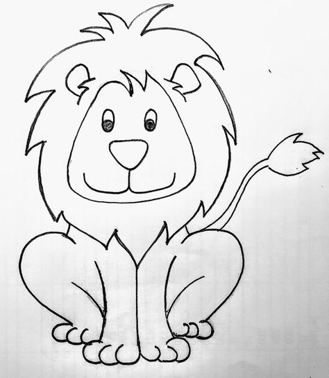 Easy drawings for kids Wild Animals Sketch Easy, Cartoon Lion Drawing Easy, Lion Easy Painting, Drawing Wild Animals, Draw Lion Easy For Kids, How To Draw A Lion Easy, How To Draw A Lion Step By Step Easy, Lion Painting For Kids, Draw Lion Easy