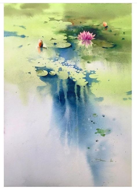 Pin by Bogusz Christian on flores in 2022 | Water lilies art, Art painting, Abstract art painting Water Lilies Art, Best Watercolor, Watercolor Art Landscape, Lily Painting, Watercolor Water, Learn Watercolor, Watercolor Paintings For Beginners, Watercolour Inspiration, Art Water