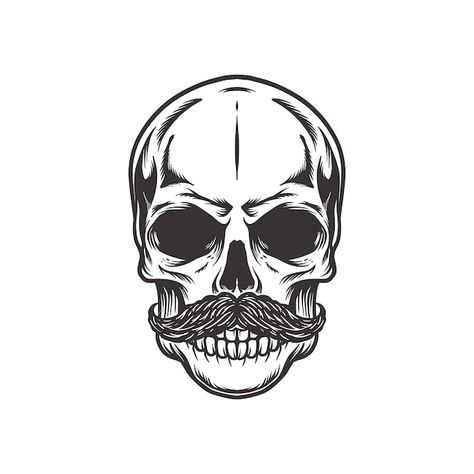 Vector skull with moustache in vintage s... | Premium Vector #Freepik #vector #danger #black #face #art Logo Psd, Technology Icon, Skull Face, Face Tattoo, Card Banner, Poster Invitation, Presentation Template Free, Cartoon Clip Art, Create Image