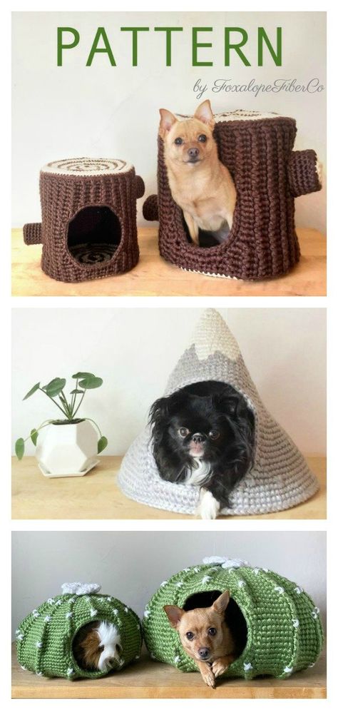 Adorable Cat Cave Crochet Patterns Crochet Cat House, Cat Cave Crochet Pattern, Katt Diy, Kat Haken, Crochet Cat Bed, Cat Ideas, Knitted Cat, Cat Cave, Stitch Crochet