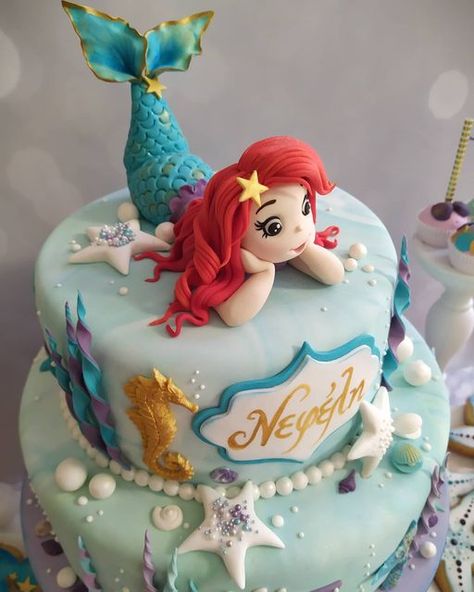 Beach Cake, Nautical Cake, Beach Cakes, Fondant Cake Toppers, Mermaid Cakes, Mermaid Party, Fondant Cake, Cake Designs, Cookie Decorating