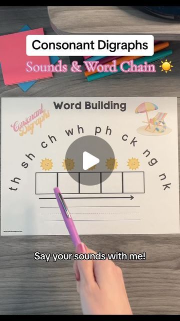 Jessica Farmer on Instagram: "☀️ DOLLAR DEAL 🤑 Comment “Summer” to get my summer themed word building templates. It comes with 12 word chain lists as well.   ☀️ It’s important to practice sounds before working on decoding and encoding! Repetition is key! 🔑   ☀️ This is just one example of how to word chain. In this example, I am telling which sound to change and my focus is on decoding each word. You can switch up your method depending on what skill you are working on.   #scienceofreading #scienceofreadinginstruction #readingisfundamental #readingisaright #literacymatters #kindergartenteacher #firstgradeteacher #secondgradeteacher #homeschool #teachermom #learntoread #consonantdigraphs #phonemes #wordchaining" Sound Chart, Intervention Classroom, Farmhouse Classroom, Co Teaching, Language Art Activities, Preschool Literacy, Second Grade Teacher, Teaching Grammar, Word Building