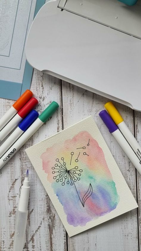 My top tips for using Cricut watercolor markers to create beautiful cards. Cricut Watercolor Cards, Cricut Watercolor, Cricut Markers, Watercolor Stationary, Watercolor Markers, Cardstock Crafts, How To Use Cricut, Using Cricut, Diy Watercolor