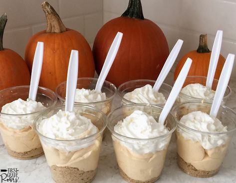 Pies In A Cup, Pumpkin Pie Dessert Cups, Pumpkin Pie In A Cup Recipe For Kids, Individual Pumpkin Pies In A Cup, Pumpkin Pie Pudding Cups, Pumpkin In A Cup, Pumpkin Pudding Cups, Pumpkin Theme Snacks, Pumpkin Pie In A Cup For Kids