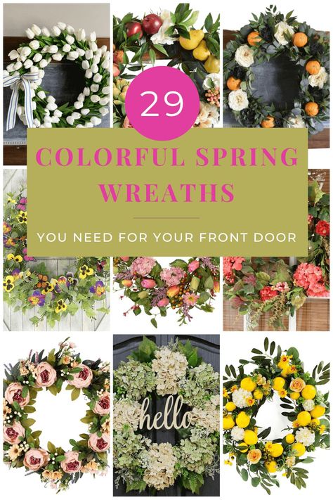 Are you tired of the same old wreath on your front door? Spring is just about here and it’s time to switch up your home decor — starting with a beautiful wreath at the entrance. That’s why I’ve put together this roundup of 29 lovely and colorful spring wreaths that will add some much-needed style... The post 29 Lovely and Colorful Spring Wreaths for Your Front Door appeared first on . Boho Wreaths For Front Door Spring, Front Door Spring, Colorful Wreath, Diy Vintage Decor, Lemon Wreath, Lavender Wreath, Outdoor Wreaths, Peonies Wreath, Spring Wreaths