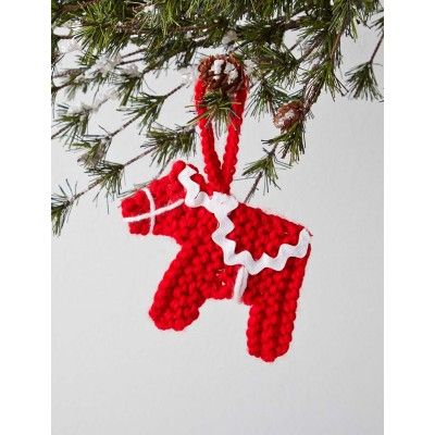 Dala Horse Ornament Xmas Crochet Patterns, Knitted Horse, Knit Ornament Pattern, Christmas Knits, Xmas Crochet, Knitting Space, Christmas Knitting Patterns Free, Horse Christmas, Crochet Patterns Free