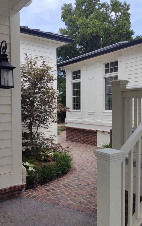 Brick Sidewalk, Backyard Layout, Front Walk, Brick Walkway, Southern Traditional, Friday Love, Backyard Fireplace, Brick Ranch, Cozy Patio