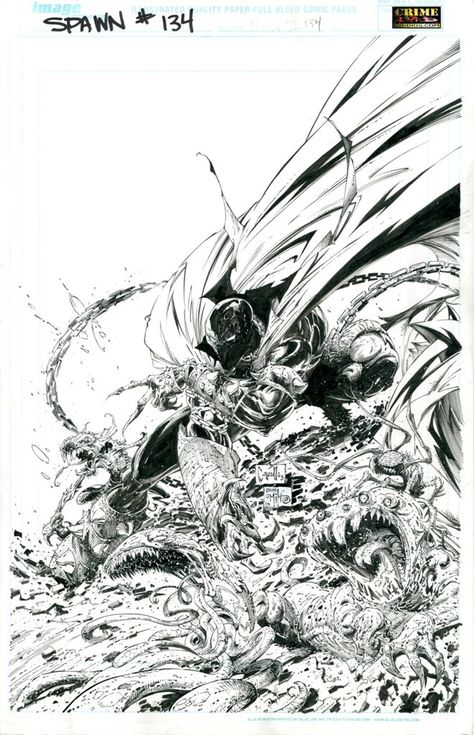 Greg Capullo - Spawn #134 Cover Comic Art Gunslinger Spawn, Greg Capullo Batman, Greg Capullo Sketches, Comic Book Inking Styles, Spawn Comic Covers, Cover Comic, Spawn Comics, Greg Capullo, Art Sketches Doodles