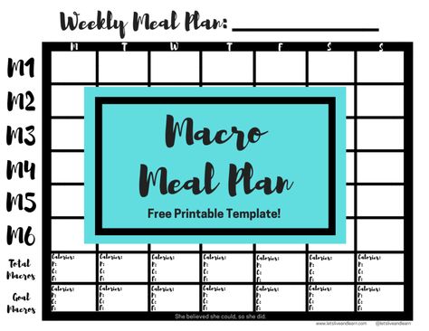 A free printable weekly macro meal plan template to use when planning out your meals for the week! Use it to plan your meals and track your macros. #iifym #flexibledieting #tightertogether #macros