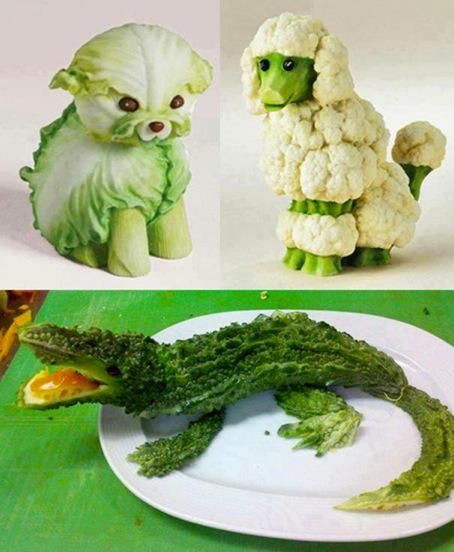 Vegetable Animals, Veggie Art, Fruit Animals, Decorações Com Comidas, Food Sculpture, Fruit And Vegetable Carving, Creative Food Art, Vegetable Carving, Food Carving