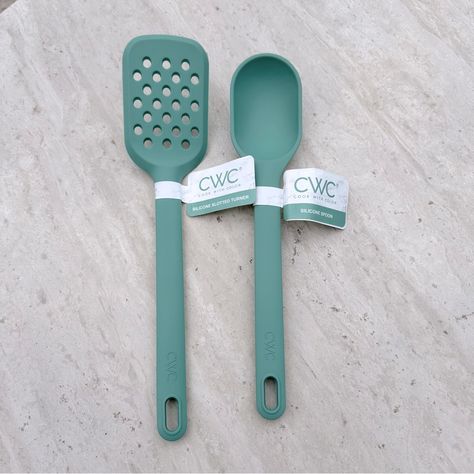 Cwc Cooking Utensils Silicone Slotted Turner And Spoon Nwt Color: Green-Sage High-Quality Silicone Material Durable And Heat-Resistant Adds Color And Fun To The Kitchen Must-Have For Every Kitchen **Checkout My Other Listings For Additional Colors-Styles** 916 Silicon Utensils, Kitchen Cooking Utensils, Green Sage, Silicone Material, Cooking Utensils, Heat Resistant, Sage Green, Shop House, The Kitchen