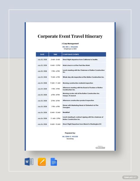 Corporate Event Travel Itinerary Template Itinerary Template Free, Travel Binder, Backpacking Europe Packing List, Corporate Travel, Event Template, International Travel Tips, Outline Designs, Itinerary Template, Travel Itinerary Template