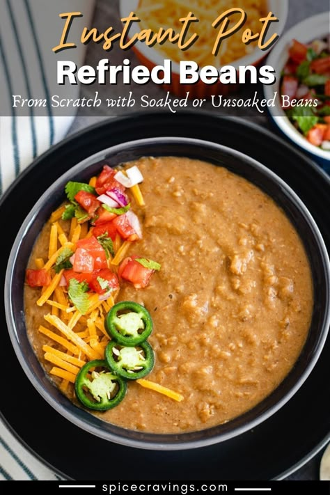 These Instant Pot Refried Beans are flavorful, perfectly seasoned, and so easy to make, with or without soaking your beans first. No Yeast Naan, Beans In Instant Pot, Instant Pot Refried Beans, Mini Recipes, Make Refried Beans, Canning Refried Beans, Best Instant Pot Recipe, Easy Instant Pot Recipes, Indian Snack Recipes