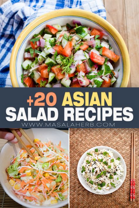 More than 20 Asian salads to make at home from scratch. Here you will find authentic Asian salads, as well as Asian inspired favorites from across the Asian continent. Halloween Food Ideas For Adults, Wasabi Salad, Asian Salad Recipes, Asian Salads, Asian Salad Recipe, Salads To Make, Spiced Walnuts, Asian Inspired Salad, Creepy Halloween Food