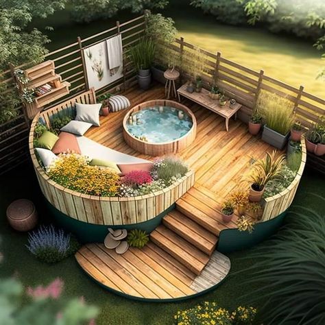 Patio Chico, Planning Garden, Modular Wardrobe, Deck Piscina, Backyard Design Ideas Budget, Garden Decoration Ideas, Pots Garden, Hot Tub Backyard, Foldable Bed