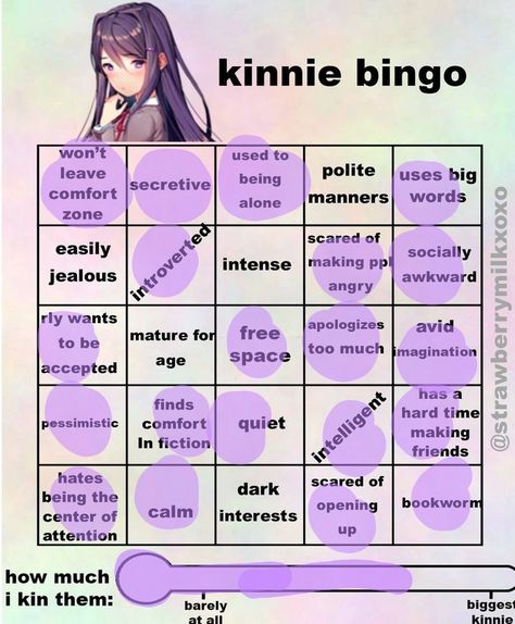 Yuri Kinnie Bingo, Yuri Kinnie, Kinnie Bingo, Comfort Words, Literature Club, Girl Blog, Hard Times, Bingo, Book Worms