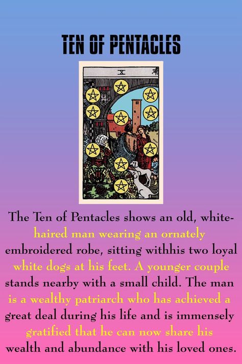 Ten of Pentacles tarot card meaning: Suit of Pentacles Ten Of Pentacles Tarot Meaning, Ten Of Pentacles Tarot, Suit Of Pentacles, Pentacles Tarot Meaning, Ten Of Pentacles, Ace Of Pentacles, Pentacles Tarot, Relationship Compatibility, Tarot Meanings