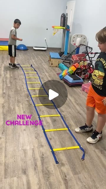 More Than A Gym on Instagram: "This duo is at it again with another great challenge! Scissor jump speed battle though the agility ladder without sacrificing accuracy!  #morethanagym #pediatricpt #pediatricphysicaltherapy #pedipt #agilityladder #scissorjump #coordination #speed #agility #challenge #challengeyourself #grossmotor #grossmotorskills #longislandmoms" Agility Ladder Drills, Reflex Integration, Ladder Workout, Pediatric Pt, Pediatric Physical Therapy, Nursery Activities, Gross Motor Activities, Partner Workout, Physical Development