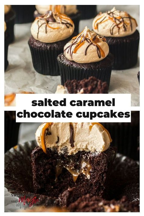 Chocolate Caramel Cupcakes, Salted Caramel Filling, Easy Salted Caramel, Moist Chocolate Cupcakes, Salted Caramel Buttercream, Chocolate Cupcake Recipe, Salted Caramel Cupcakes, Chocolate Cupcakes Moist, Caramel Filling