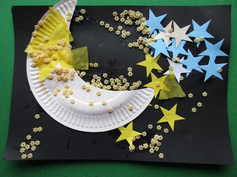 God made the sun, moon and stars God Created The Sun Moon And Stars Craft, Toddler Sunday School, Creation Activities, Shoe Box Crafts, Planet Crafts, Moon Stars Art, Moon Crafts, Group Crafts, In The Beginning God