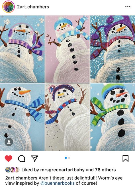 Winter Art Lesson, Kindergarten Art Projects, Winter Art Projects, Classroom Art Projects, 4th Grade Art, 5th Grade Art, 3rd Grade Art, Homeschool Art, Elementary Art Projects