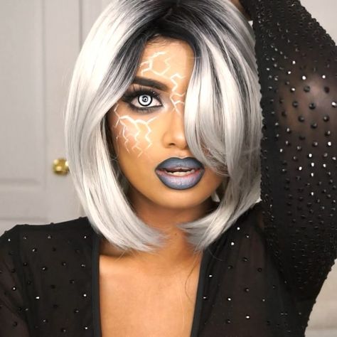 Storm Halloween, Marvel Storm Costume, Storm Costume Diy, Storm Makeup Halloween, Storm X Men Makeup, Storm Costume Black Women, Storm Makeup, X Men Storm Makeup, Storm X Men Costume