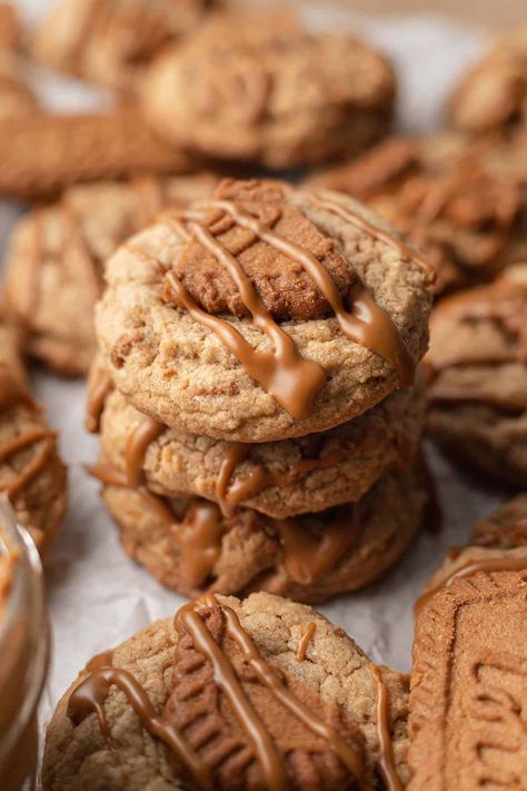 Biscoff Cookie Recipe - Erin Lives Whole Bischoff Cookie Recipe, Copycat Biscoff Cookies, Biscoff Filled Cookies, Vegan Biscoff Cookies, Biscoff Stuffed Cookies, Biscoff Cookie Butter Cookies, Butter Free Cookies, Biscoff Cookie Butter Recipes, Biscoff Cookies Recipe