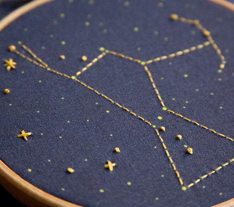 Orion Constellation Embroidery Kit. $20.00, via Etsy. Astronomy Embroidery, Tarot Fashion, Constellation Embroidery, Aries Constellation Tattoo, Orion's Belt, Orion Constellation, Haute Couture Embroidery, Sewing Challenge, Constellation Tattoo