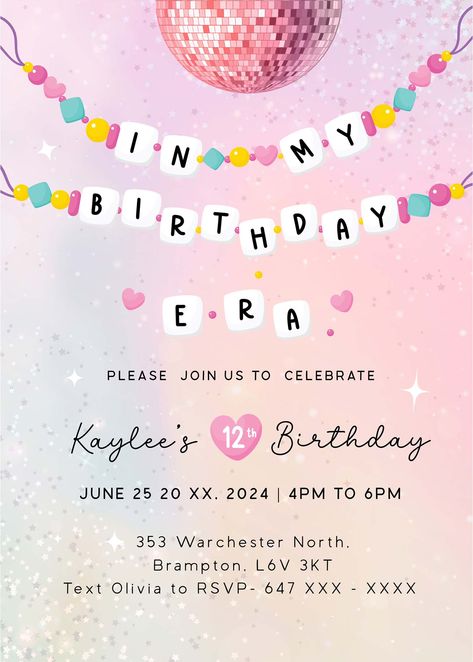 Celebrate your special day in style with our "In My Birthday Era" Birthday Invitation! This DIY printable invitation captures the essence of your favorite era while adding a personalized touch to your birthday celebration. Whether you're a fan of the Taylor Swift Era Tour or simply love the nostalgia of past decades, this invite sets the perfect tone for a memorable birthday bash. Benefits: Personalized Touch: Customize to reflect your unique style for a one-of-a-kind experience. Cost-Effective: Save on professionally designed invites with our affordable DIY option. Quick & Convenient: Access the printable file instantly and print from home, saving time and hassle. Features: Taylor Swift Era Theme: Inspired by her Era Tour, bringing nostalgia and excitement. DIY Printable: Easily print as 27 Birthday Invitation, Taylor Swift Birthday Theme Party, Eras Tour Birthday Party Decoration, Taylor Swift Party Invite, Taylor Swift Era Birthday Party, Taylor Swift Cumpleaños, Taylor Swift Birthday Party Invitations, In My Birthday Era, Eras Themed Birthday