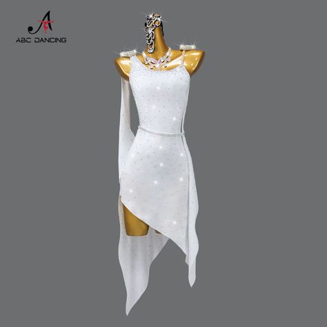 Smarter Shopping, Better Living! Aliexpress.com White Latin Dance Dress, Pretty Dance Costumes, Prom Costume, Girl Sport, Latin Dresses, Latin Dance Dress, Dance Outfit, Clothes Girl, Latin Dance Dresses